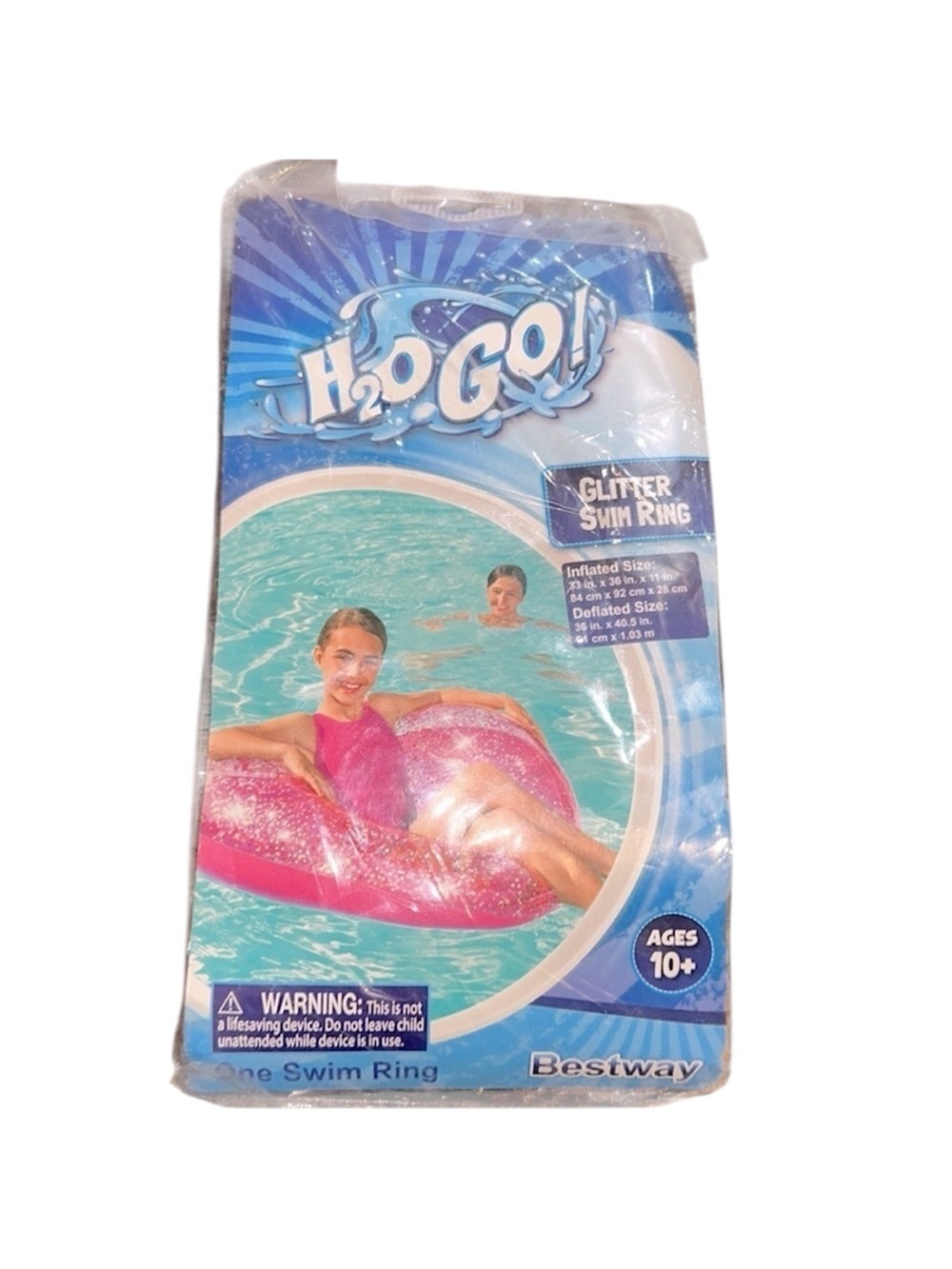 Bestway H2O GO! Glitter Swim Ring new in package 33x36x11 when inflated